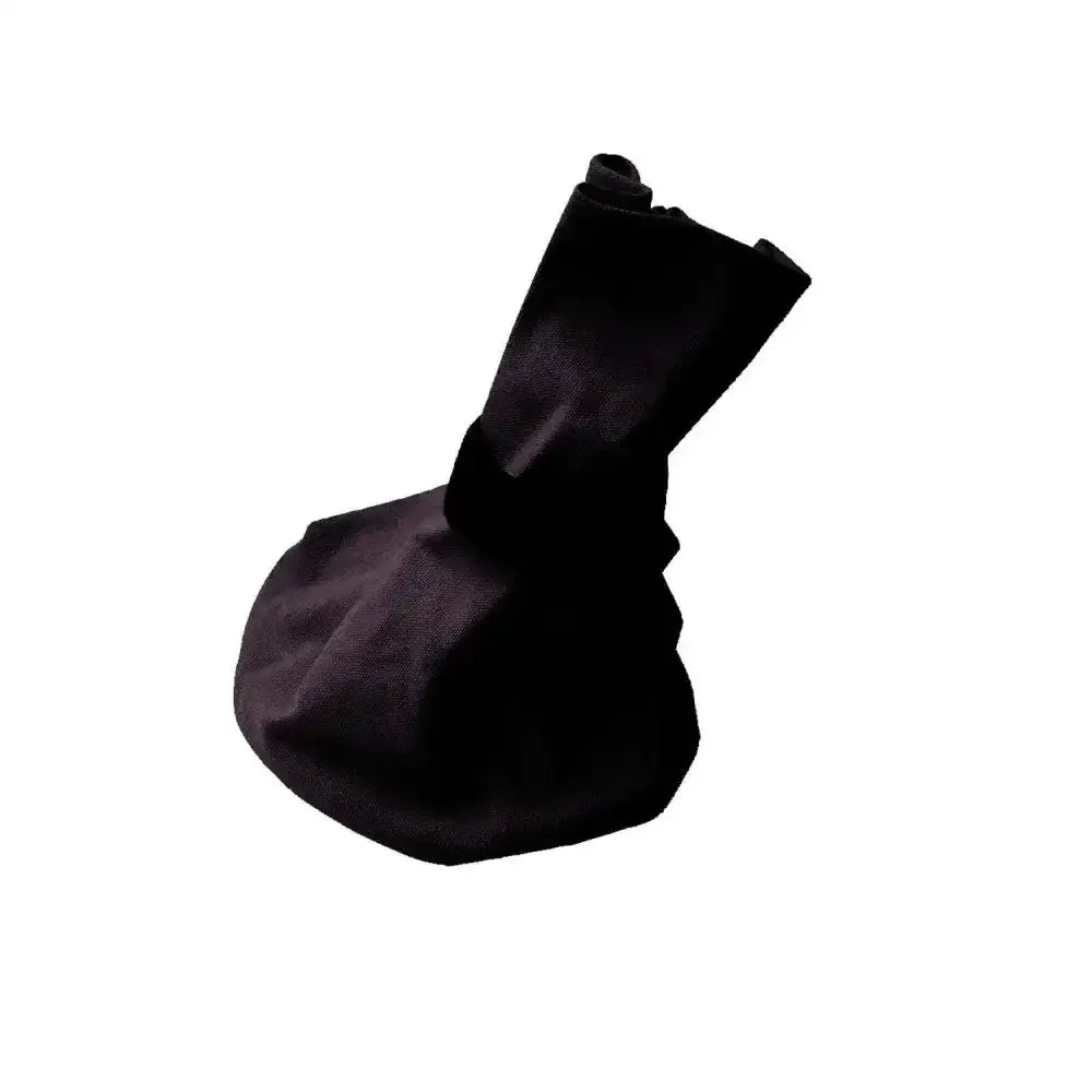 Black fabric bitz poultice boots with snug tapered design and secure velcro fastening for canvas poultice boot use