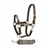 Bitz Soft Handle Two Tone Headcollar/Lead Rope Pony Brown/Cream Headcollar Sets