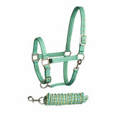 Bitz Stripe Two Tone Headcollar/Lead Rope Pony Pink/Navy Headcollar & Lead Rope Barnstaple Equestrian Supplies