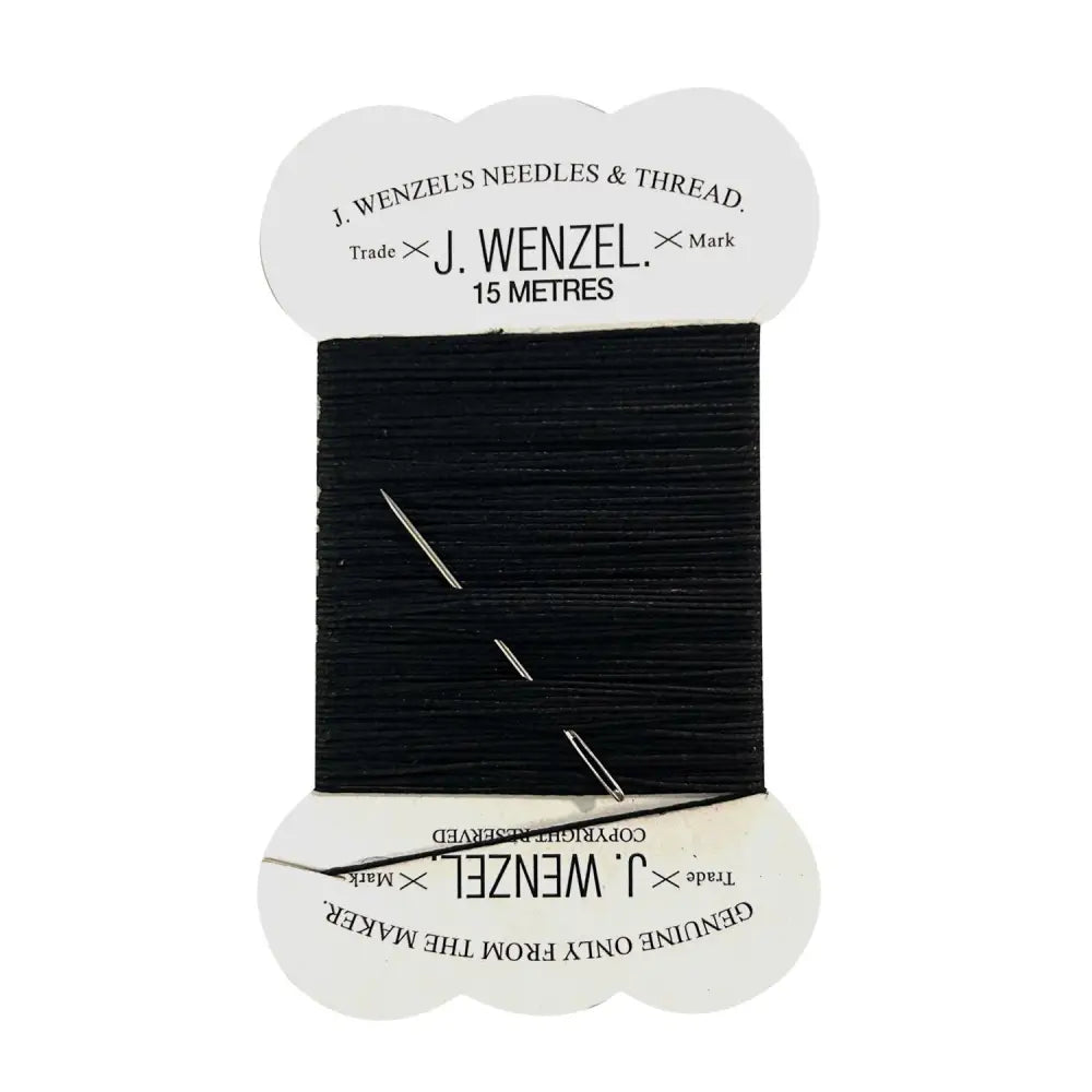 A spool of black strong thread neatly wound branded j on bitz thread card perfect for card strong thread use