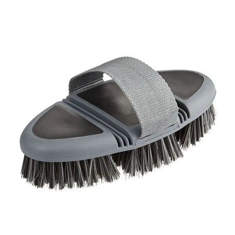 Bitz Two Tone Body Brush Rubber Grip Contour Black/Grey Barnstaple Equestrian Supplies