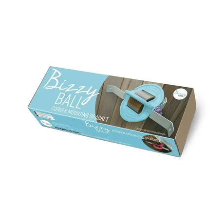 Light blue plastic bizzy horse ball corner mounting bracket with metallic silver adjustable clamp arm