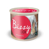 Pink-labeled bizzy lick refills apple flavor cylindrical container for horse licks and bizzy ball toy treats