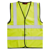 Bright yellow blackrock hi-vis waistcoat sleeveless adult with reflective silver stripes and black trim for safety use