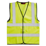 Bright yellow blackrock hi-vis waistcoat sleeveless adult with reflective silver stripes and black trim for safety