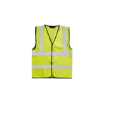 Bright yellow blackrock hi-vis waistcoat sleeveless with reflective silver stripes and black trim for adults