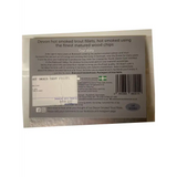 The back of blakewell smokehouse devon hot smoked trout fillets package wrapped in white and silver foil with black text