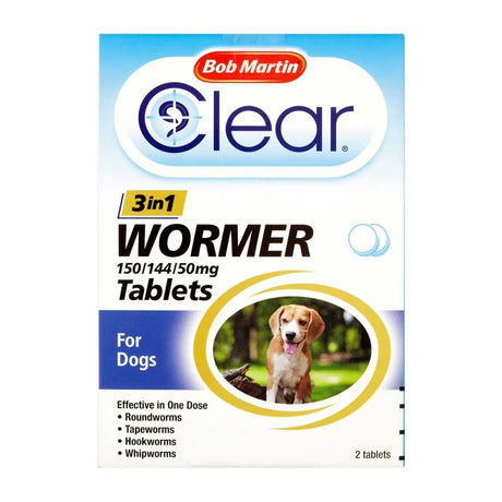 Bob Martin Clear 3-In-1 Wormer Tablets For Dogs 2 PACK Wormers Barnstaple Equestrian Supplies