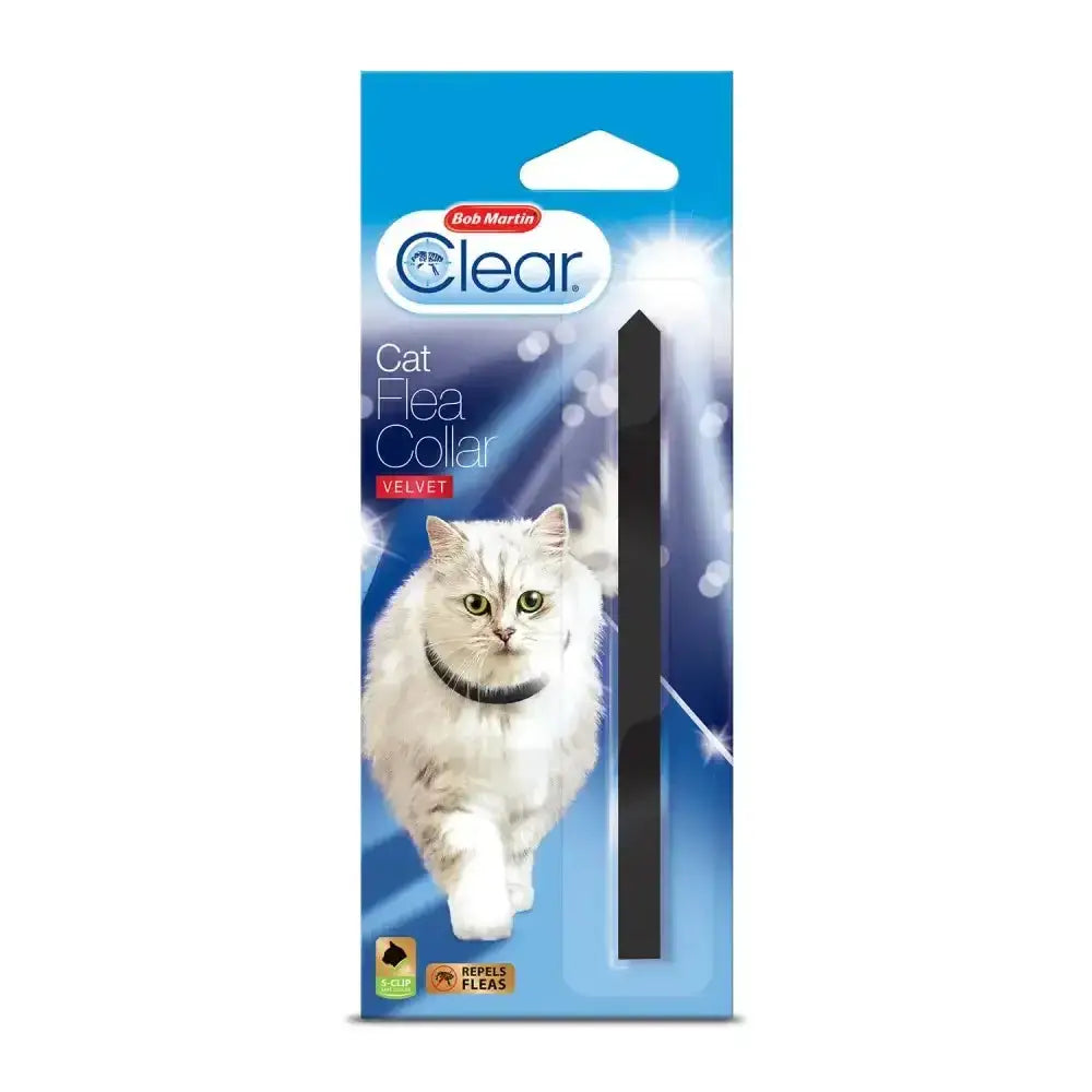 Black velvet bob martin clear cat flea collar velvet designed to protect cats from fleas comfortably
