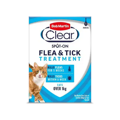 Bob Martin Clear Spot On For Cats 1 TUBE Flea Treatments Barnstaple Equestrian Supplies