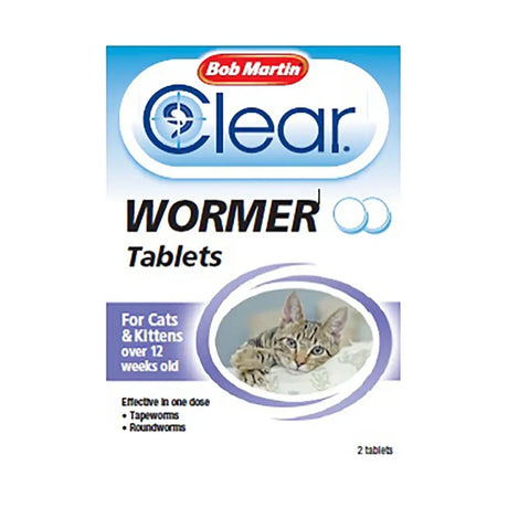 Bob Martin Clear Wormer Tablets For Cats & Kittens 2 PACK Wormers Barnstaple Equestrian Supplies