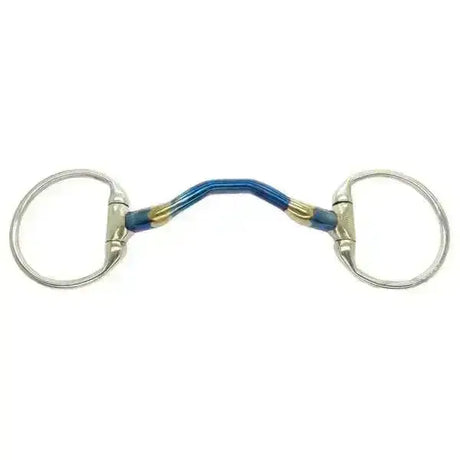 Blue and gold bombers bits eggbutt with silver metal rings features eggbutt happy tongue cheekpiece prevents pinching