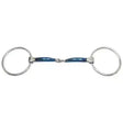 Blue and silver bombers bits loose ring lock horsebit with smooth polished finish for riding use