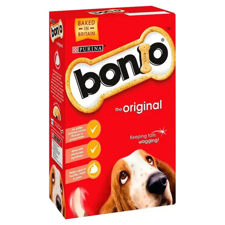 Red box of bonio dog biscuit the original chicken dog biscuits shaped like bones with basset hound image 1.2kg