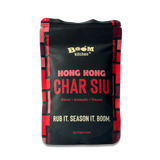 Black and red boom kitchen hong kong char siu seasoning package with bold text and geometric design for meat rub