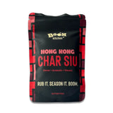 Black and red boom kitchen hong kong char siu seasoning package with bold text and geometric design for meat rub