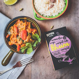 Black and purple boom kitchen magic bhuna curry kit box for aromatic homemade meal with easy recipe steps