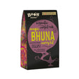 Boom kitchen magic bhuna premium recipe kit with vibrant pink and yellow paisley packaging on black background