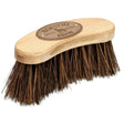 Light wooden borstiq banana dandy brush with dense dark brown natural bristles and brass plaque borstio original farm