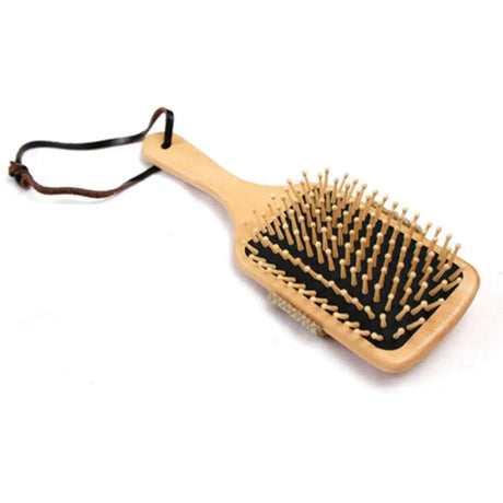 Light wood large borstiq mane-tail massage brush with natural bristles and black fabric loop handle for tail massage