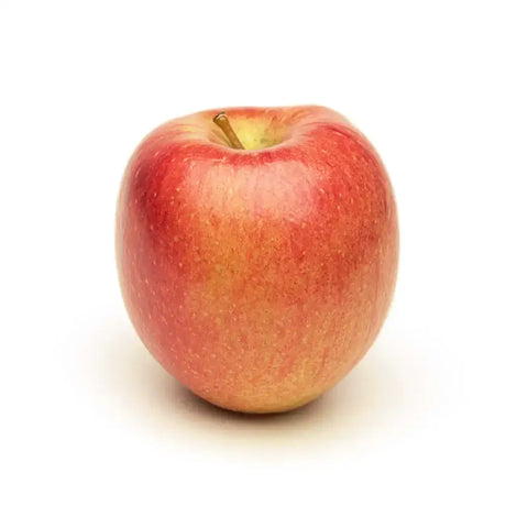 A ripe glossy braeburn apple with a hint of yellow near the stem perfect for somerset strawberries and equestrian fans