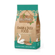 Brambles floating swan and duck food in a brown paper bag with teal accents and bird illustrations for wild bird food