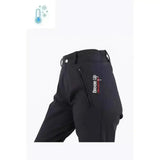 Black breeze up exercise breeches with sleek modern design technical teflon coated and subtle red side embroidery