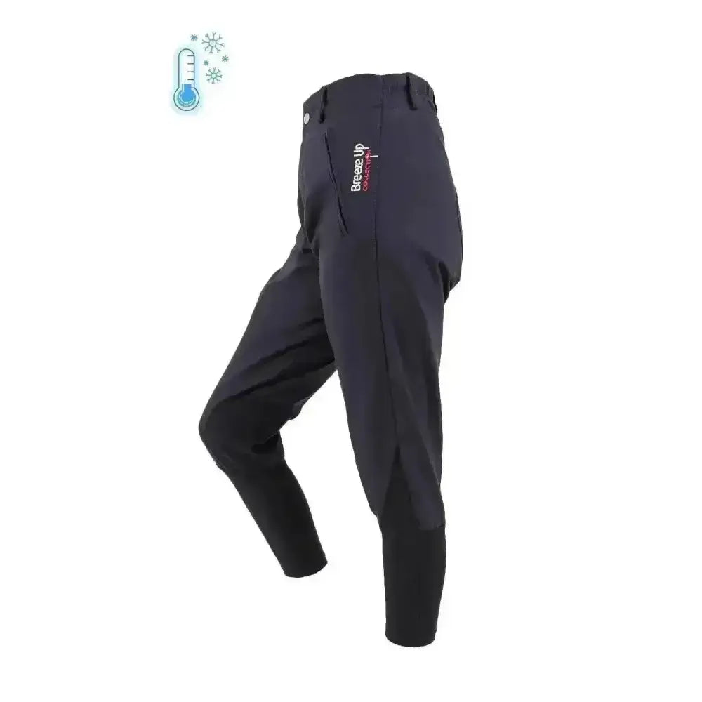 Black breeze up exercise breeches with sleek fitted design technical teflon coated fabric and optional contrasting seat
