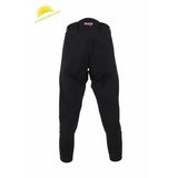 Black breeze up exercise breeches with technical teflon coated fabric and snug fit featuring elasticated cuffs