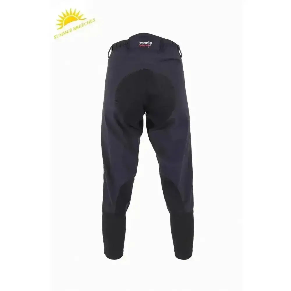 Black breeze up exercise breeches with technical teflon coated fabric and optional contrasting padded seat shown from back