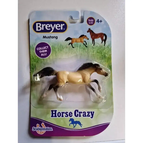 Breyer horse crazy tan and black mustang figurine with glossy plastic finish in original horse crazy blister pack