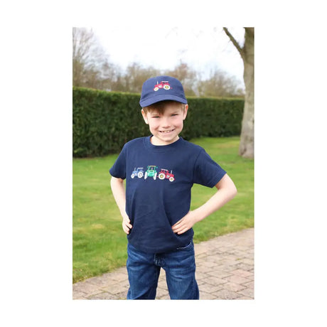 British Country Collection Three Tractors Childrens T-Shirt Navy Age 1-2 Polo Shirts & T Shirts