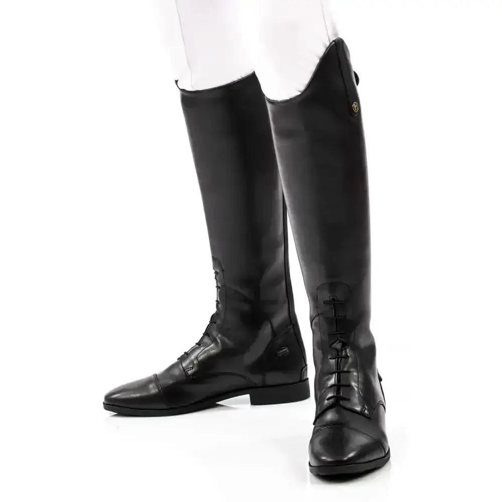 Black leather brogini albareto easy-care field boots with sleek polished finish and durable synthetic leather material