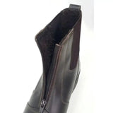 Dark brown leather brogini bolzano yard heavy-duty yard boot with side zipper and plush lining for tough use