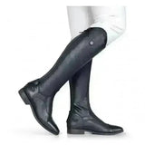 Black brogini casperia casperia v2 long genuine leather panel riding boots with sleek glossy finish and subtle stitching details