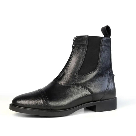 Black leather jodhpur boots black with zipper closure and elastic panels chelmsford cb012 for riding and casual wear