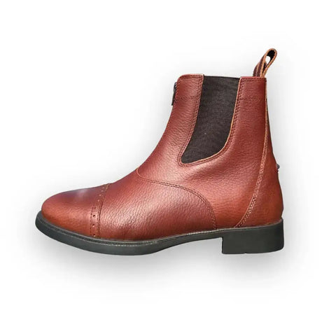 Brown leather cb012 chelmsford jodhpur boots with black rubber sole and elastic side panel for stylish comfort