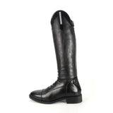 Black leather brogini kb44 kids como riding boot with sleek patent finish and silver zipper pull for kids