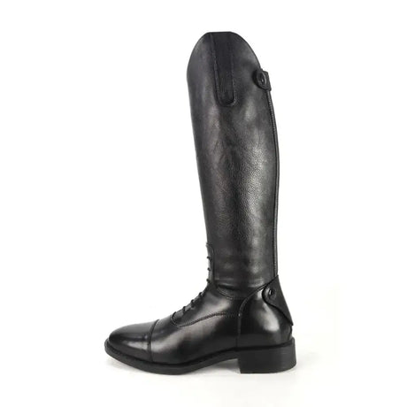 Black leather brogini kb44 kids como piccino riding boots with sleek polished finish and classic lace-up design