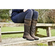 Brown leather brogini longridge easy-care country boots with reinforced stitching and adjustable laces in natural nubuck leather