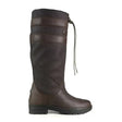 Dark brown brogini longridge kids country boot with reinforced panels and drawstring closure in water-resistant synthetic leather