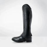 Black brogini marconia easy-care gaiter made of stretchy synthetic leather with reinforced heel strap and smooth texture