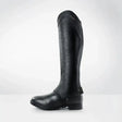 Black leather brogini marconia easy-care gaiters tall black with smooth texture and reinforced heel strap