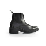 Black leather brogini mirfield piccino yr boot with zipper and elastic panels for busy equestrian lifestyle