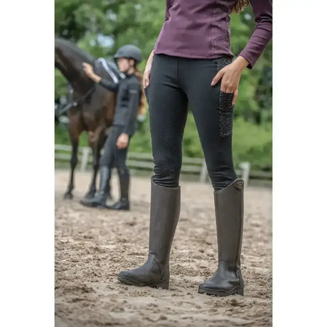 Black brogini monte cervino winter riding boots with smooth matte finish and reinforced stitching for cold weather