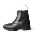 Black leather brogini junior jodphur paddock boots with zipper closure and elastic side panels short riding boots