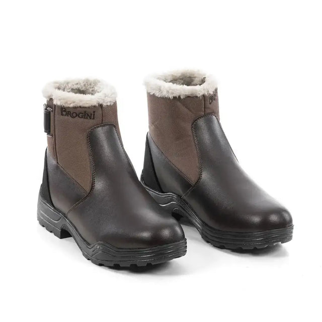 Brogini wb127 buxton brown fully lined boots with plush white faux fur ankle lining perfect for winter wear