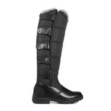 Black brogini wb128 kendal snow boots black with four adjustable straps and plush gray faux fur fully lined top