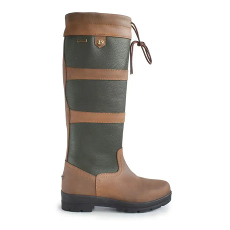Olive green and tan leather brogini wb167 pembroke country boots with lace-up cuff for riding and outdoor use