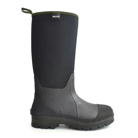 Black and dark gray brogini wb177 hawkswick muck boots tall rubber boots with pull tab at the top for easy wear